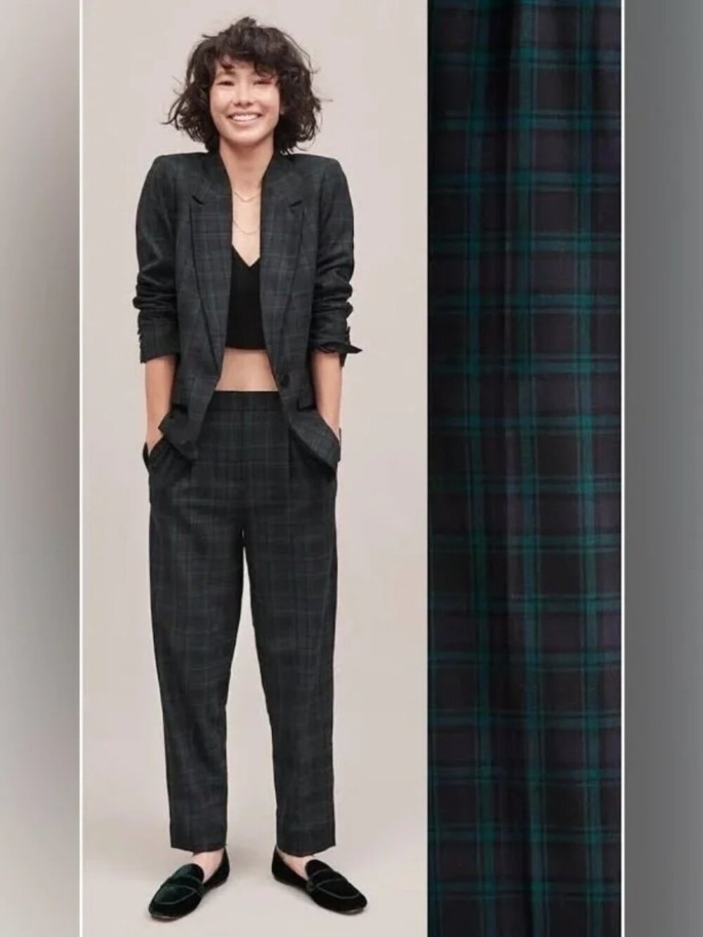 NWOT. J.Crew Petite Women’s Black Watch Tartan Wool Blend Cropped Pants - P6